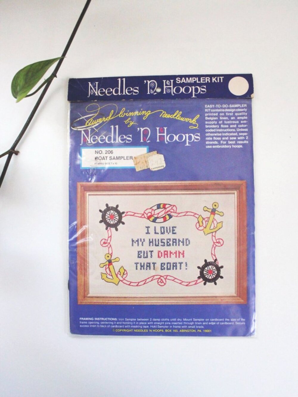 Vintage Needlework Sampler Cross Stitch Kit Craft Needles 'N Hoops Boat Nautical - Picture 2 of 3